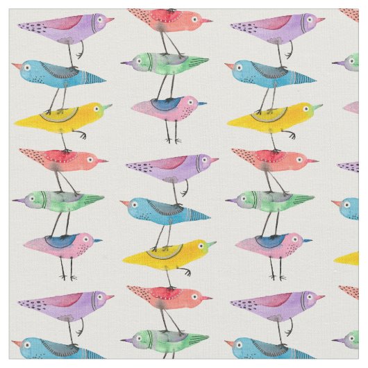 積み重ねカラフル鳥 ファブリック (クローズアップ)