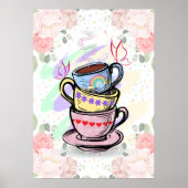 積み重ねコーヒーカップカラフルウォールポスター ポスター (正面)