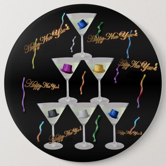 積み重ねシャンパン元旦 缶バッジ (正面)