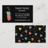 積み重ねティーカップ、コーヒーショップ、チャイ店 名刺 (正面/裏面)