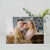 積み重ねメリークリスマスフォト金ゴールド 箔シーズンカード (立ち正面)