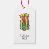 積み重ね包まれたクリスマスプレゼントクリスマス ギフトタグ (正面)