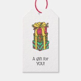 積み重ね包まれたクリスマスプレゼントクリスマス ギフトタグ