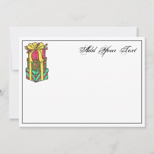 積み重ね包まれたクリスマスプレゼントクリスマス シーズンカード (正面)