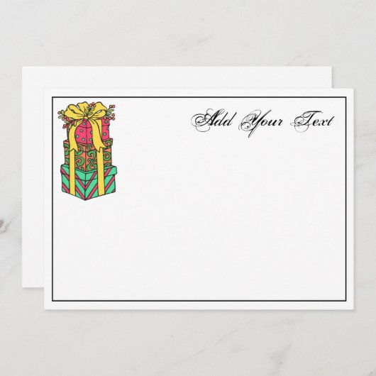 積み重ね包まれたクリスマスプレゼントクリスマス シーズンカード (正面/裏面)