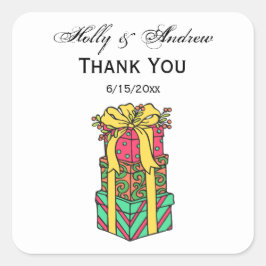 積み重ね包まれたクリスマスプレゼントクリスマス スクエアシール