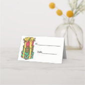 積み重ね包まれたクリスマスプレゼントクリスマス プレイスカード (裏面)