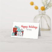 積み重ね包まれたクリスマスプレゼントクリスマス プレイスカード (正面)