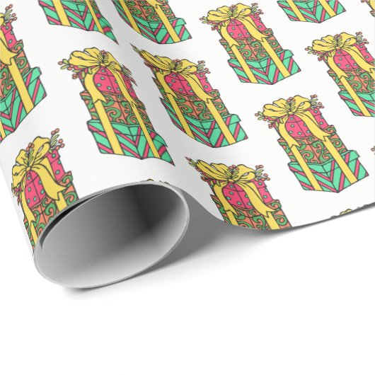 積み重ね包まれたクリスマスプレゼントクリスマス ラッピングペーパー (ロールコーナー)
