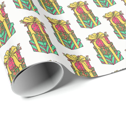 積み重ね包まれたクリスマスプレゼントクリスマス ラッピングペーパー (ロールコーナー)