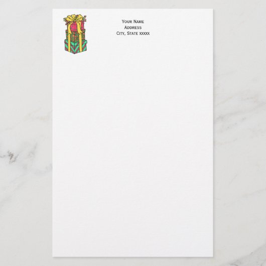 積み重ね包まれたクリスマスプレゼントクリスマス 便箋 (正面)