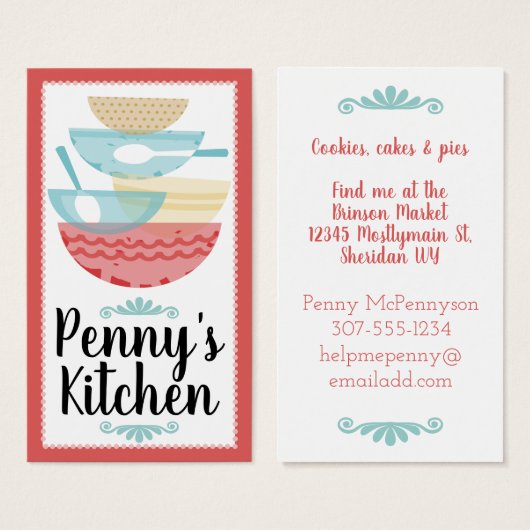 積み重ね料理ベーキング混合鉢ギフトラベルカード (正面&裏面)