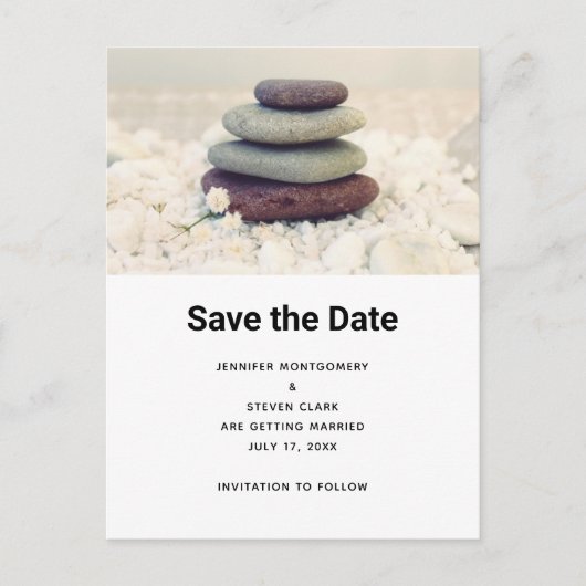 積み重ね石瞑想的なケルン 案内ポストカード (正面)