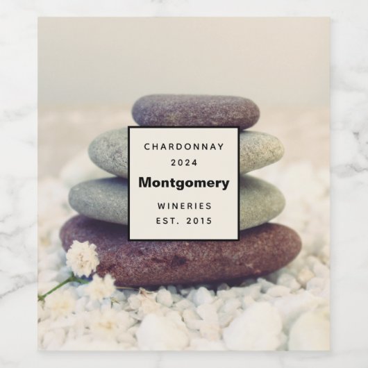 積み重ね石瞑想的なワインメイキング ワインラベル (シングルラベル)