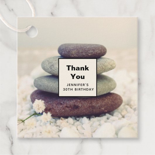 積み重ね石瞑想的ケアンありがとう フェイバータグ (正面)