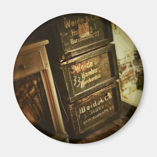 積み重ね素朴られた木箱の箱が色あせた マグネット (正面)