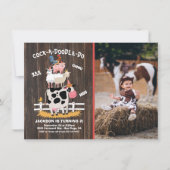 積み重ね農園動物納屋周囲の庭フォトバースデーパーティー 招待状 (正面)