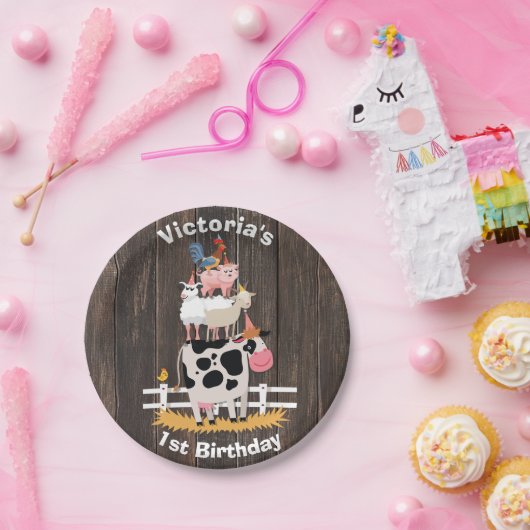 積み重ね農園動物納屋周囲の庭誕生日パーティー ペーパープレート (パーティー)