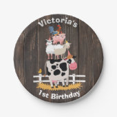 積み重ね農園動物納屋周囲の庭誕生日パーティー ペーパープレート (正面)