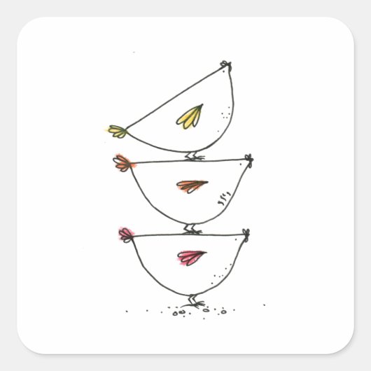 積み重ね鶏スクエアステッカー スクエアシール (正面)