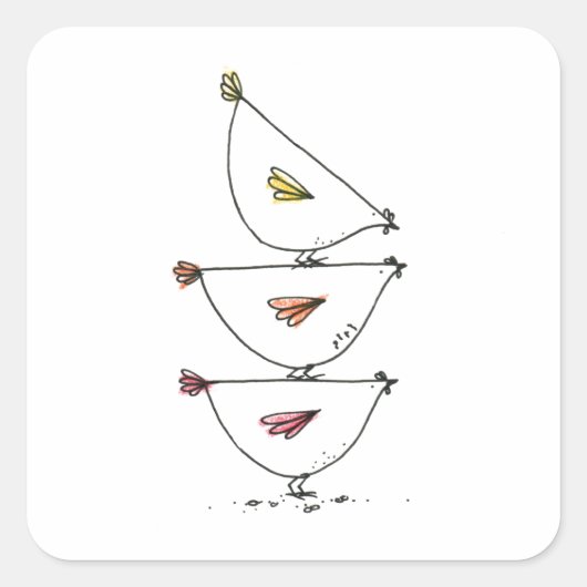 積み重ね鶏スクエアステッカー スクエアシール (正面)