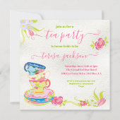 積み重ビクトリアンねティーカップティーパーティの招待状 招待状 (正面)