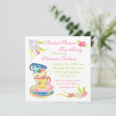 積み重ビクトリアンねティーカップティーパーティーブライダルシャワー 招待状 (スタンド正面)