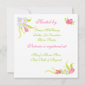 積み重ビクトリアンねティーカップティーパーティーブライダルシャワー 招待状 (裏面)