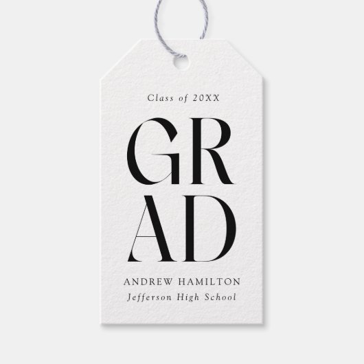 積み重モダンねブラック卒業のお願い ギフトタグ (正面)