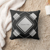 積層アイボリーと木炭の幾何学的結婚枠 クッション (ブランケット)