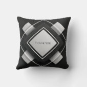 積層アイボリーと木炭の幾何学的結婚枠 クッション (裏面)