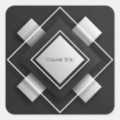 積層アイボリーと木炭の幾何学的結婚枠 スクエアシール (正面)