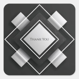 積層アイボリーと木炭の幾何学的結婚枠 スクエアシール