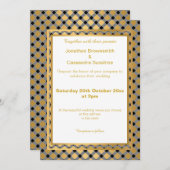 積層エレガント金ゴールド白市松模様に型模様 招待状 (正面/裏面)