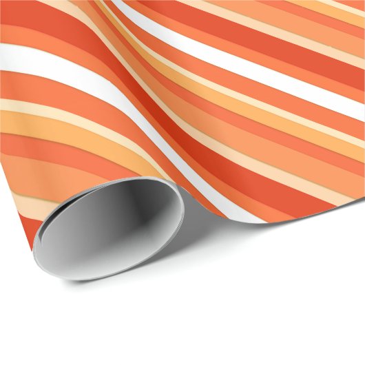 積層キャンディストライプーの – オレンジと白 ラッピングペーパー (ロールコーナー)