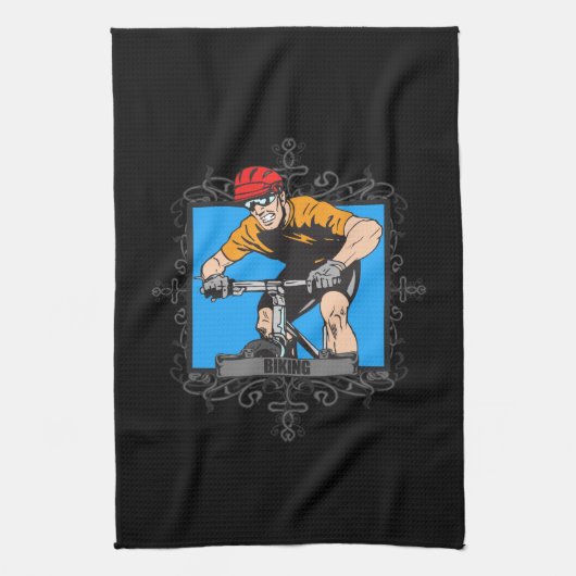 積極的なサイクリング キッチンタオル (縦)