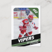 積極的な緑の白でアイスホッケー取引カード コーリングカード (正面)