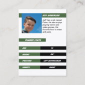 積極的な緑の白でアイスホッケー取引カード コーリングカード (裏面)