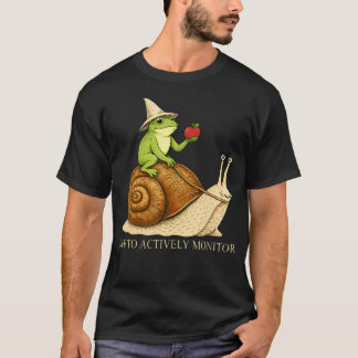 積極的に監視するカエルのナメクジの先生へお出かけ Tシャツ