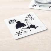 積雪デザイン違う品 スクエアペーパーコースター (アングル)