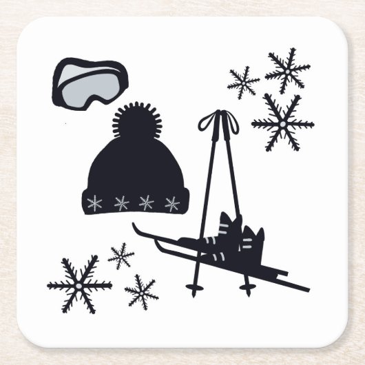 積雪デザイン違う品 スクエアペーパーコースター (正面)