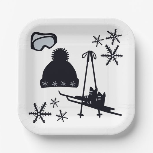 積雪デザイン違う品 ペーパープレート (正面)