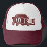 積雪付き積雪車 キャップ<br><div class="desc">雪をテーマにした帽子は、フロントに雪が積もったピックアップトラックのイラストレーションを持ち、「LET IT SNOW」というメッセージをプラウに載せている。それはあなたは耕作している車道を出ている間に着用するのに最適である。</div>