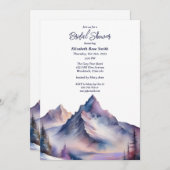 積雪山の風景ブライダルシャワー 招待状 (正面/裏面)