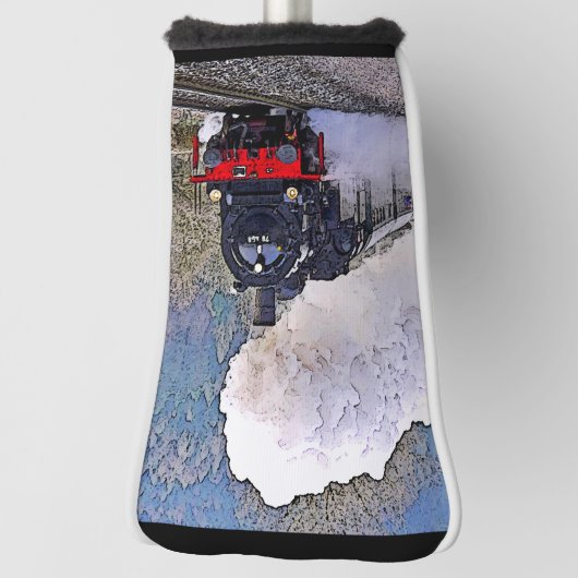 積雪時の蒸気機関、列車の機関車、鉄道ファン ゴルフヘッドカバー (回転90)