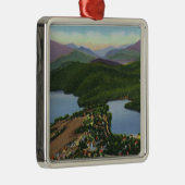 穏かな湖および鏡の空中写真 メタルオーナメント (右)