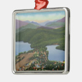 穏かな湖および鏡の空中写真 メタルオーナメント (左)