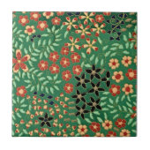 穏やかさを呼び起こす：緑の日本のフローラ タイル (正面)