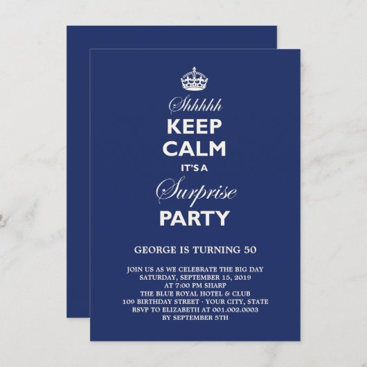 穏やかでおもしろいなマイル標石の驚きの誕生会を保って下さい 招待状 (正面/裏面)