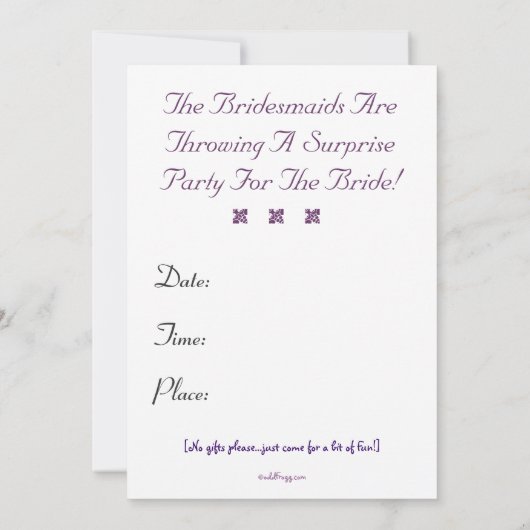 穏やかでカスタムなブライダルパーティの招待状を保って下さい 招待状 (裏面)